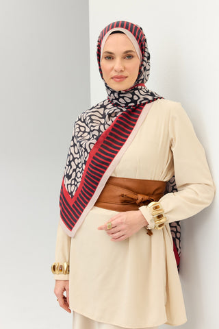 Tencel Monare Şal Coral Lacivert