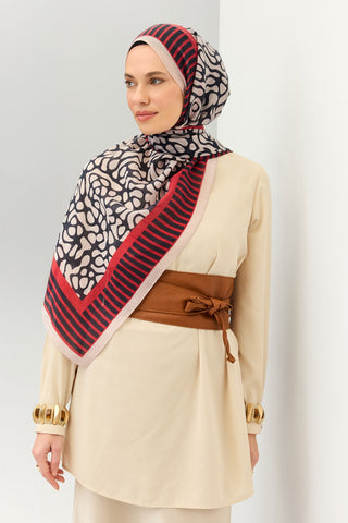 Tencel Monare Şal Coral Lacivert