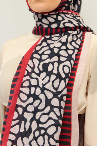 Tencel Monare Şal Coral Lacivert