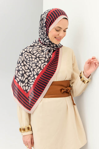 Tencel Monare Şal Coral Lacivert