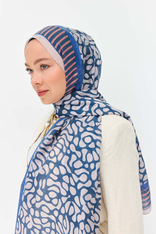 Tencel Monare Şal Coral Petrol Mavisi