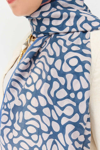 Tencel Monare Şal Coral Petrol Mavisi