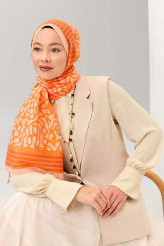 Tencel Monare Şal Coral Turuncu
