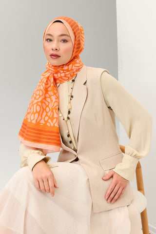 Tencel Monare Şal Coral Turuncu