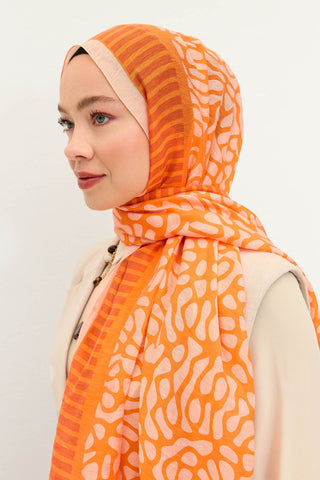 Tencel Monare Şal Coral Turuncu