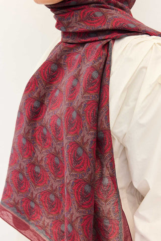 Tencel Monare Şal Tomurcuk Bordo