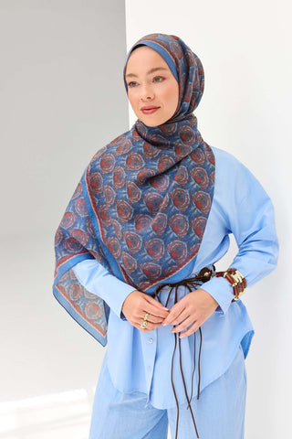 Tencel Monare Şal Tomurcuk İndigo