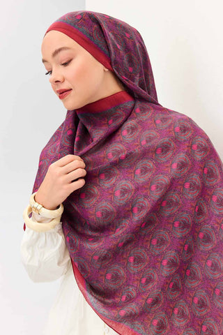 Tencel Monare Şal Tomurcuk Koyu Kırmızı