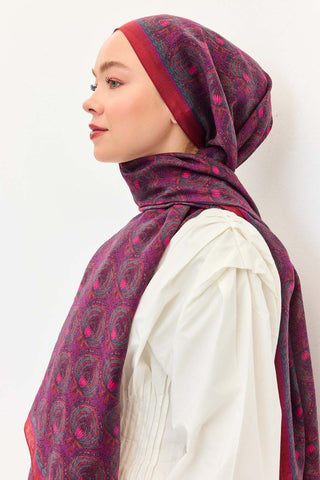 Tencel Monare Şal Tomurcuk Koyu Kırmızı