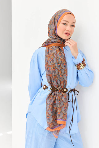 Tencel Monare Şal Tomurcuk Koyu Turuncu