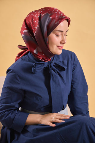 Twill İpek Bloom Eşarp Bordo 90x90