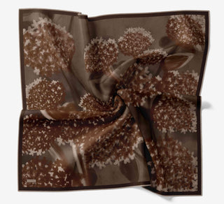 Twill İpek Bloom Eşarp Haki 90x90 - Twill İpek Eşarp - | Silk Home