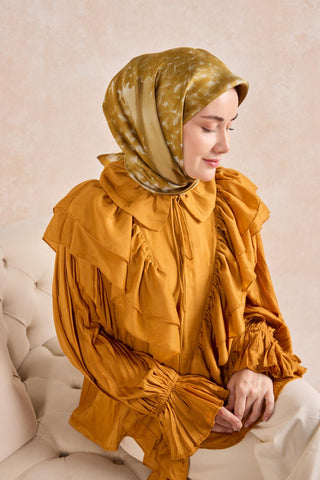 Twill İpek Bloom Eşarp Sarı  90x90