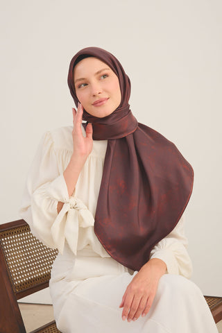 Twill İpek Büyük Boy Eşarp Bordo