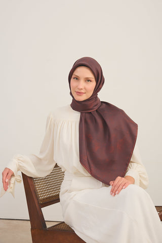 Twill İpek Büyük Boy Eşarp Bordo