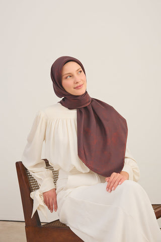 Twill İpek Büyük Boy Eşarp Bordo