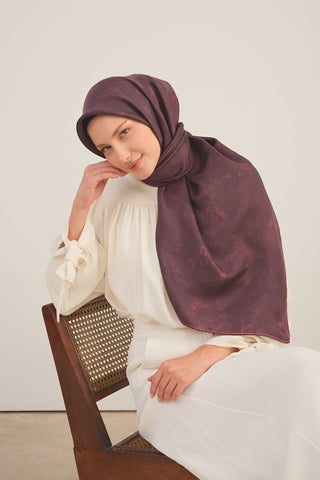 Twill İpek Büyük Boy Eşarp Mürdüm - Twill İpek Eşarp Büyük Boy - | Silk Home