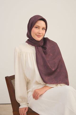 Twill İpek Büyük Boy Eşarp Mürdüm - Twill İpek Eşarp Büyük Boy - | Silk Home