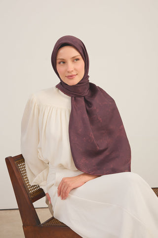Twill İpek Büyük Boy Eşarp Mürdüm - Twill İpek Eşarp Büyük Boy - | Silk Home