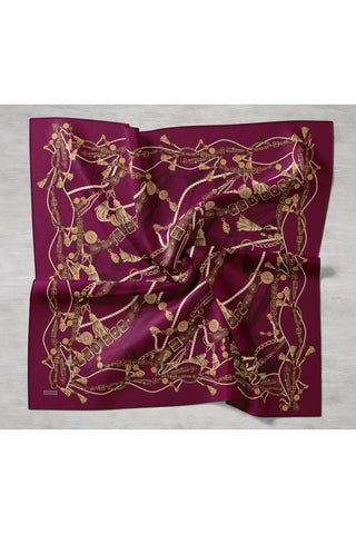 Twill İpek Detailed Belt Eşarp Vişne Çürüğü 90x90 - Twill İpek Eşarp - | Silk Home