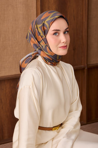 Twill İpek Eşarp Aurelia Antrasit - Twill İpek Eşarp - | Silk Home
