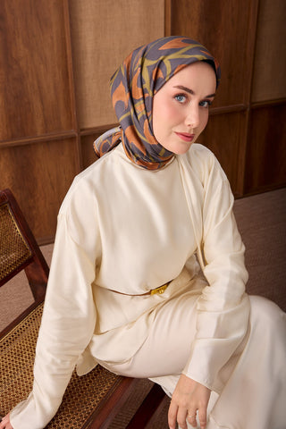Twill İpek Eşarp Aurelia Antrasit - Twill İpek Eşarp - | Silk Home