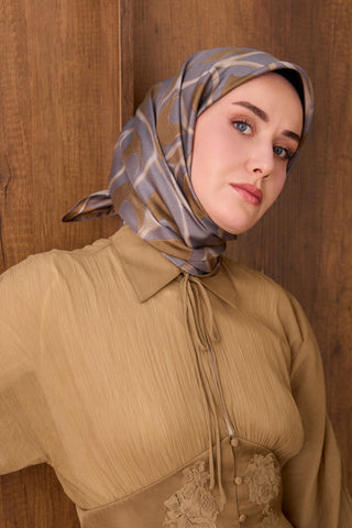 Twill İpek Eşarp Aurelia Füme - Twill İpek Eşarp - | Silk Home