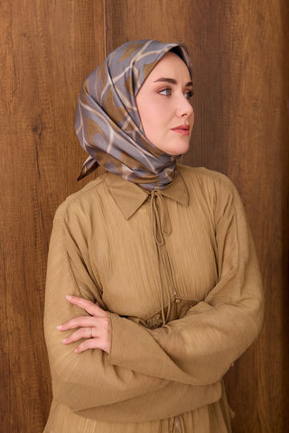 Twill İpek Eşarp Aurelia Füme - Twill İpek Eşarp - | Silk Home