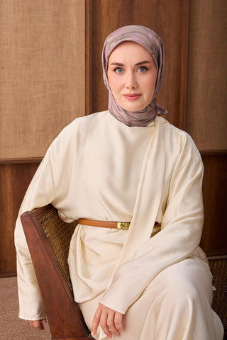 Twill İpek Eşarp Aurelia Gri - Twill İpek Eşarp - | Silk Home