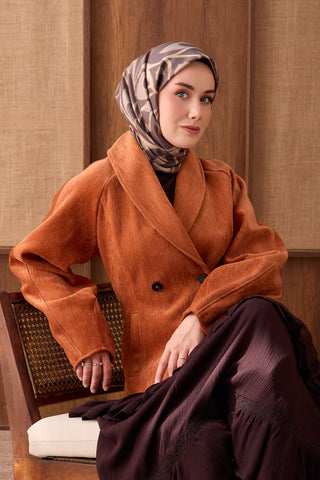 Twill İpek Eşarp Aurelia Kahverengi - Twill İpek Eşarp - | Silk Home