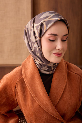 Twill İpek Eşarp Aurelia Kahverengi - Twill İpek Eşarp - | Silk Home