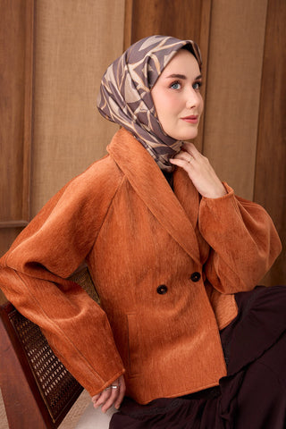 Twill İpek Eşarp Aurelia Kahverengi - Twill İpek Eşarp - | Silk Home