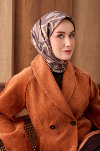 Twill İpek Eşarp Aurelia Kahverengi - Twill İpek Eşarp - | Silk Home