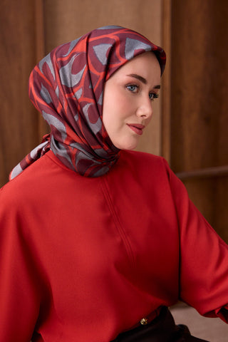 Twill İpek Eşarp Aurelia Koyu Kırmızı - Twill İpek Eşarp - | Silk Home