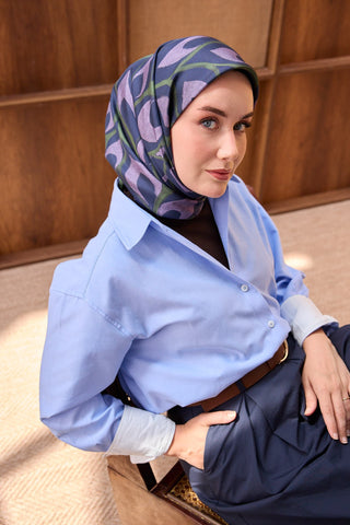 Twill İpek Eşarp Aurelia Lacivert - Twill İpek Eşarp - | Silk Home