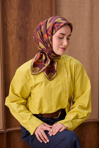 Twill İpek Eşarp Aurelia Mürdüm - Twill İpek Eşarp - | Silk Home