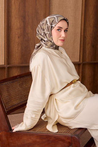 Twill İpek Eşarp Aurelia Orman Yeşili - Twill İpek Eşarp - | Silk Home