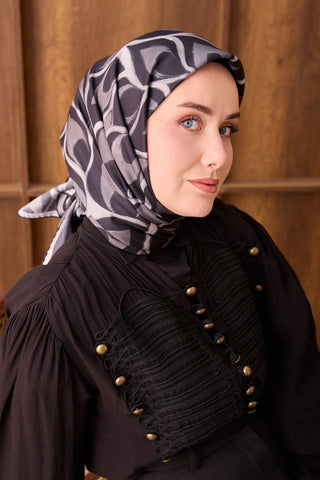 Twill İpek Eşarp Aurelia Siyah - Twill İpek Eşarp - | Silk Home