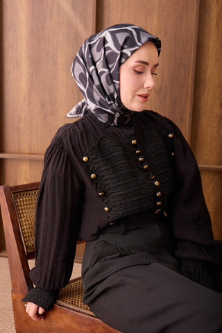 Twill İpek Eşarp Aurelia Siyah - Twill İpek Eşarp - | Silk Home