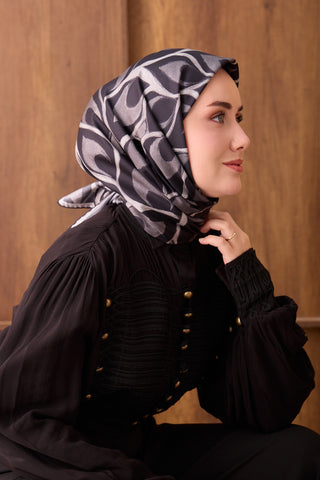 Twill İpek Eşarp Aurelia Siyah - Twill İpek Eşarp - | Silk Home