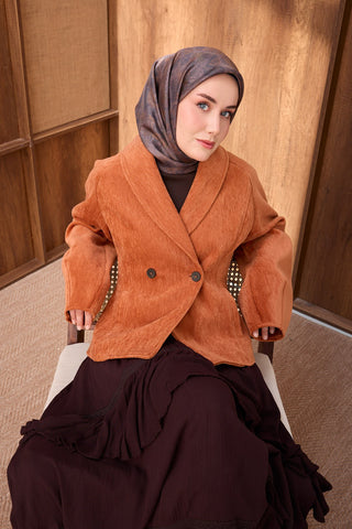 Twill İpek Eşarp Batik Kahverengi - Twill İpek Eşarp - | Silk Home