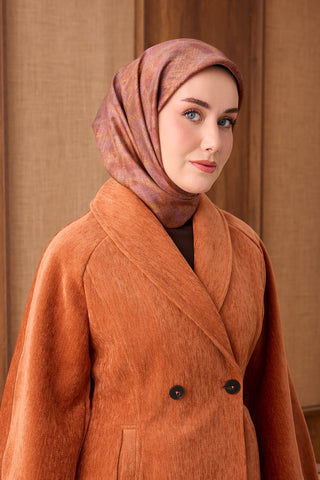 Twill İpek Eşarp Batik Kiremit - Twill İpek Eşarp - | Silk Home