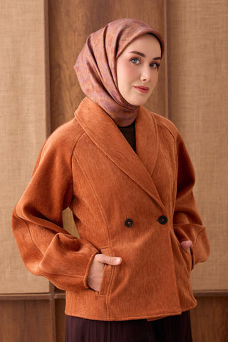 Twill İpek Eşarp Batik Kiremit - Twill İpek Eşarp - | Silk Home