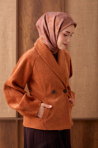 Twill İpek Eşarp Batik Kiremit - Twill İpek Eşarp - | Silk Home