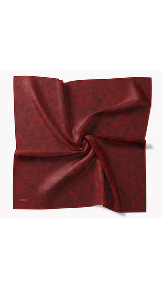 Twill İpek Eşarp Batik Koyu Kırmızı - Twill İpek Eşarp - | Silk Home