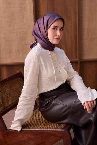 Twill İpek Eşarp Batik Mor - Twill İpek Eşarp - | Silk Home