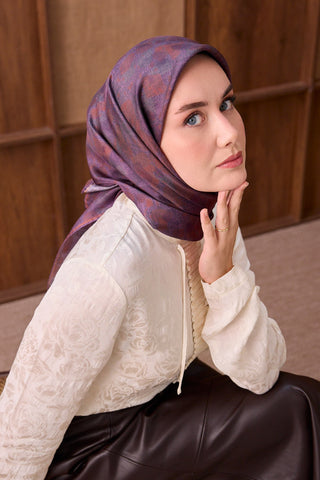 Twill İpek Eşarp Batik Mor - Twill İpek Eşarp - | Silk Home