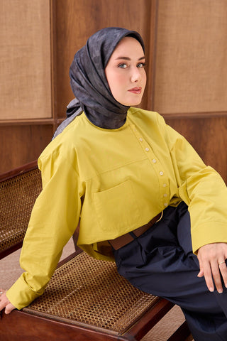 Twill İpek Eşarp Batik Siyah - Twill İpek Eşarp - | Silk Home