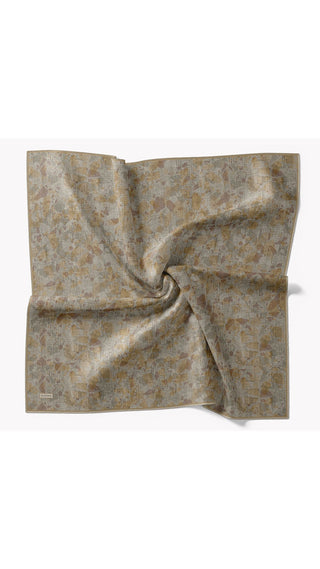 Twill İpek Eşarp Batik Yağ Yeşili - Twill İpek Eşarp - | Silk Home