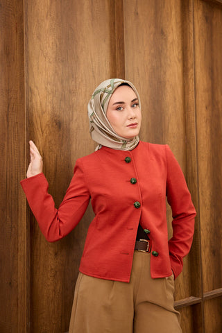Twill İpek Eşarp Belt Print Açık Gri - Sura İpek Eşarp - | Silk Home